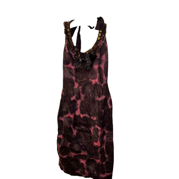 j. crew line cotton embellished plum brown pink tie dye shift dress 6 - Picture 1 of 5
